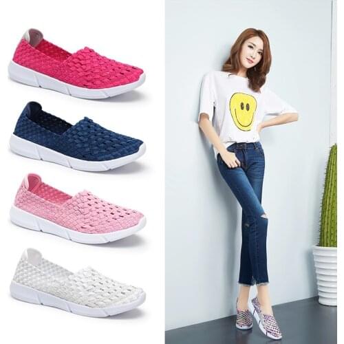 Women Sports Shoes Candy Casual Vulcanized Shoes Running Mountaineering Woven Breathable Shallow Mouth outdoor Female Soft Shoes