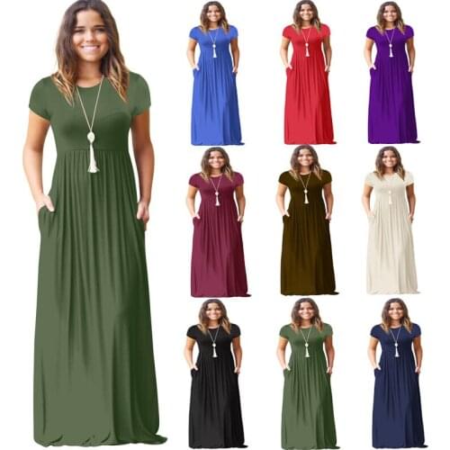 Women Summer Dress 2021 Robes Supply Europe United States Dresses Leisure Pocket Dress Short Sleeves Vestido De Mujer CHF9081