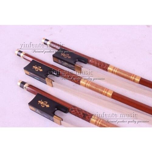1pcs Brazilwood Round Stick 4/4 violin Bow Ebony Frog Flower Inlaid 4/4 #26