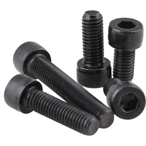 100pcs/lot M2*3/4/5/6/7/8/9/10/12 GB70.1 DIN912 Carbon steel blackened full tooth cup head hex screw half tooth cylindrical head