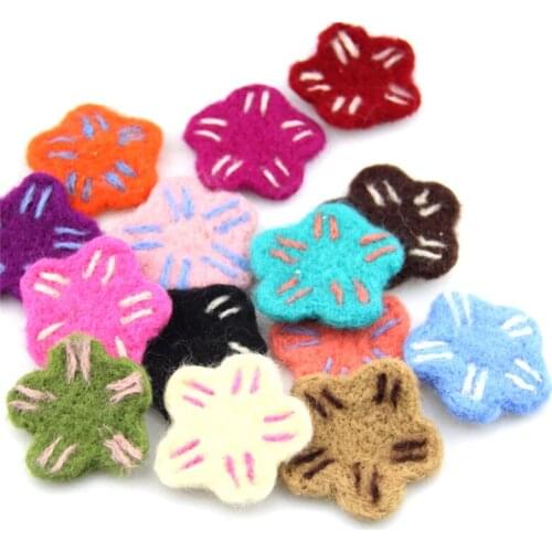 20pcs 50MM handmade wool felt flowers crafts flowers patch sticker fit girls hair jewelry garment shoes headband elastic bands