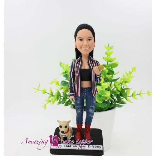 2019 AMAZING CAKE TOPPER Casual elegant girl pet Toys Custom Polymer Clay Figure From Pictures