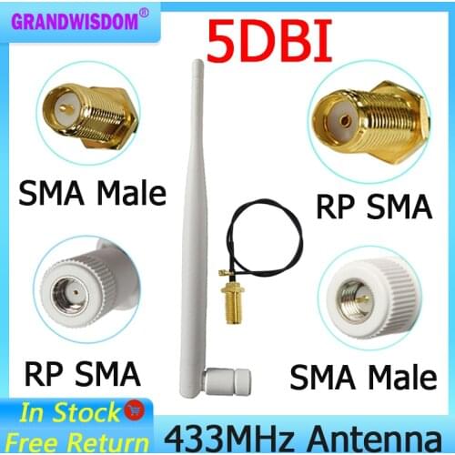 433MHz lora Antenna 5dbi SMA Male Connector 433 mhz antena waterproof directional antenne + 21cm RP-SMA/u.FL Pigtail Cable