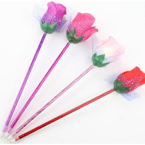 50PCS Cartoon Creative Ballpoint Pen Cute Rose Ballpoint Pen Cartoon Students Learning Writing Office Stationery Supplies