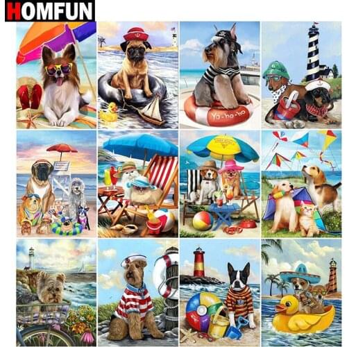 HOMFUN Full Diamond "Animal dog landscape" DIY 5D Diamond Painting Cross Stitch Home Decor Picture Of Rhinestone Handmade