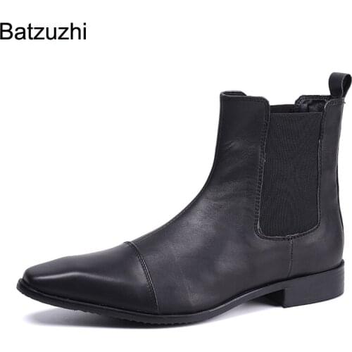 Batzuzhi British Style Western Handmade Soft Genuine Leather Ankle Boots Men Black Motorcycle Short Boots Black Botas Militares