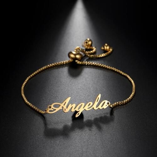 Skyrim Hot Name Custom Bracelet Women Kids Stainless Steel Adjustable Bead Chain Customized Bracelets Personalized Jewelry Gift