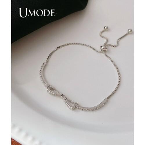 UMODENEW Fashion Bow Cubic Zirconia Tennis Bracelet & Bangles for Women Gift New Luxury Armbanden Voor Vrouwen Bijoux UB0236