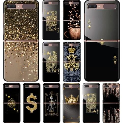 Phone Case For Samsung Galaxy Z Flip 5G Cover Silicone Shell Soft Fundas Black Coque Ace Of Diamonds In Gold Art