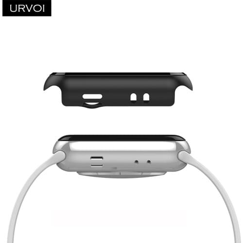 URVOI cover for apple watch series 6 SE 5 4 3 PC case strap slim fit protector for iWatch classic design plastic black frame