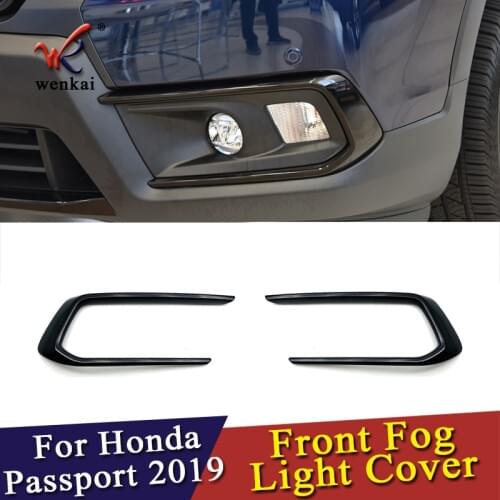2pcs ABS Piano Black Front Fog Light Lamp Cover Trim Stickers Light Decoration For Honda Passport 2019 2020 Car Accessories