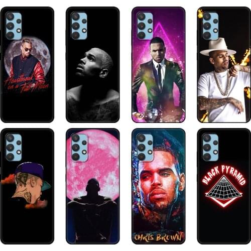 Black tpu Case For Samsung galaxy A12 A22 A32 A42 A52 A72 4g 5g S21 PLUS ultra back cover Singer Chris Brown