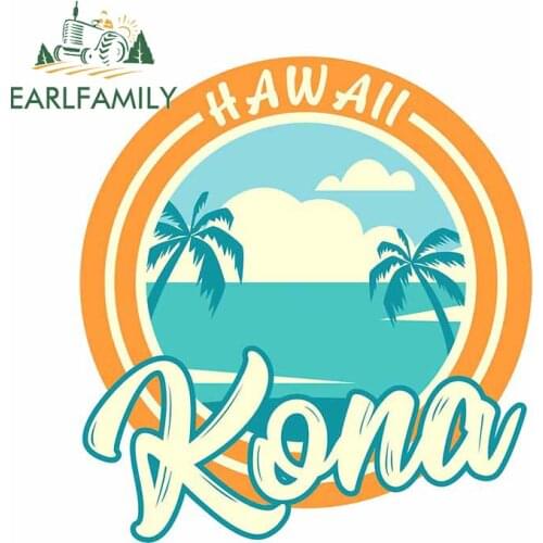 EARLFAMILY 13cm x 11.8cm for Kona Hawaii Car Stickers Personality Refrigerator Windshield Decal Cartoon Motorcycle Decoration