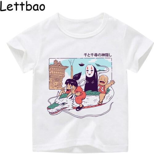 Kawaii Anime Manga Shonen Magic Mermaid Print Girls T Shirt 2-12 Years No Face Cartoon Funny Casual Kids Clothes White T-shirt