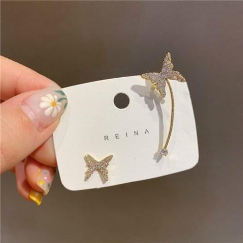 Zeojrlly Geometric Metal Women Trendy Stud Earrings Asymmetric Bow Earrings Fashion Korean Stud Earrings Female Jewelry
