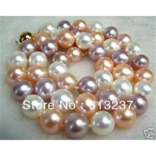 Hot sale fashion multicolor shell simulated-pearl round beads chains rope necklace for women free shipping jewelry 18inch MY2001