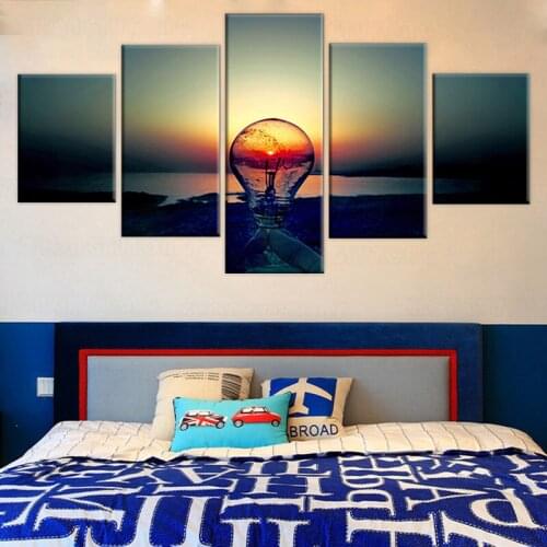 Cuadros Modern Framework Decoration 5 Panel Modern Lighting Art Canvas Painting Style Wall Modular Pictures For Living Room