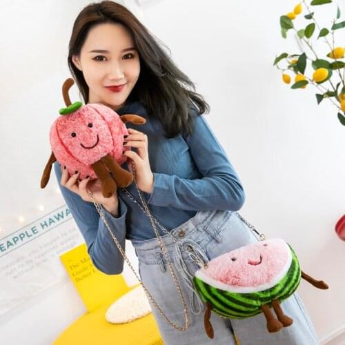 Creative Stylish new fevarit lifelike wallet Cute watermelon Cherry messenger bag casual plush shoulder bag Holiday gift