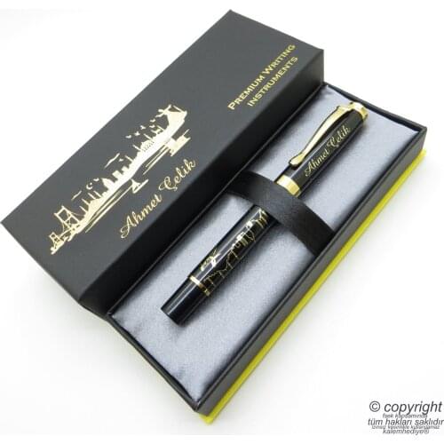 Wings F9 Istanbul Enamel Six Glitter Embroidered Roller Pen | İsme Special Pen | Gift Pen