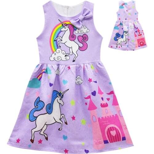 Summer Unicorn Dress For Girls Children Birthday Gift Costume Party Clothes Kids Princess Toddler Dress Children Clothing