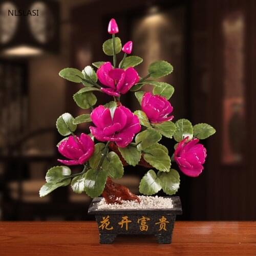 Natural jade Fortune Tree ornament Wealth Lucky Money Tree Home Office Decoration Desktop Beautiful Crafts wedding gifts