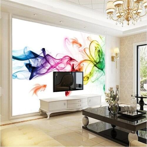 Beibehang wallpaper Modern geometric lines drawn colored smoke Art living room with sofa bed bedroom backdrop wallpaper mural