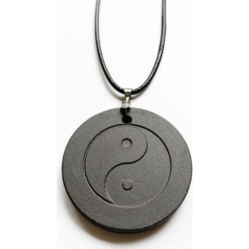 Wholesale Black quantum pendant scalar energy Necklace Round Yin Yang Pendant Quantum Science Necklace Energy Power 1pc