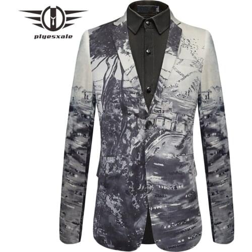 Plyesxale Gray Velvet Blazer Men 2018 Elegant Casual Blazers For Men Fashion Brand Mens Christmas Blazer Jacket Slim Fit Q445