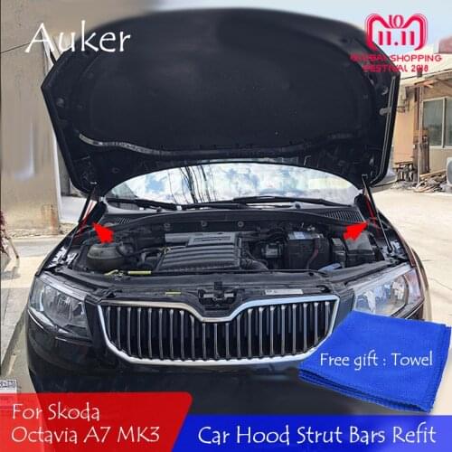For 2016-2019 Skoda Octavia A7 MK3 Refit Bonnet Hood Gas Shock Lift Strut Bars Support Rod Spring Bracket Car-styling