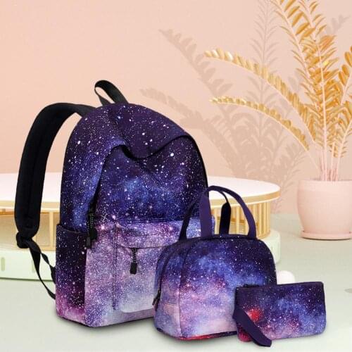 3pcs Sets Schoolbags For Teenage Girls Children Shoulder Bags New Female Starry Sky Nylon Backpack Fashion Women Backpack