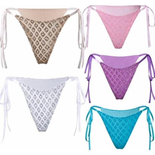 Sexy Panties Women Sequined Underwear Ladies Low Waist Bandage Bottoms Female G Strings Thong Briefs Fashion Woman Casual Cloth