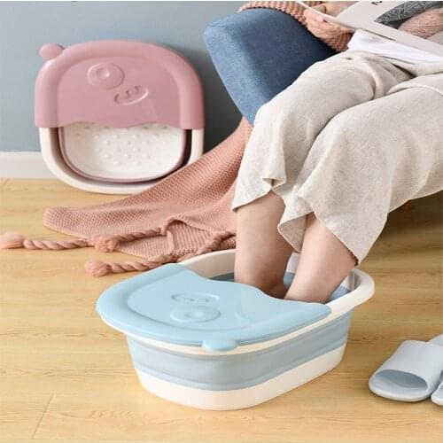 Foldable Laundry Bucket Plastic Foot Bath Bucket Household Foot Massage Artifact Foldable Footbath Hot Tubs Bathroom Accessories