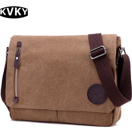 KVKY Designer Handbags Mens Vintage Canvas Messenger Bags For Men Cross Body Bag Mens Bag Shoulder Bags Business Casual 2017