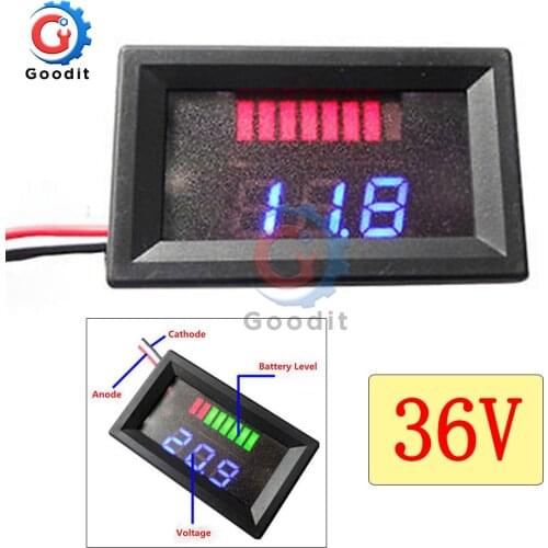36V Blue LED Lead-acid Battery Indicator Battery Capacity Acid Tester Voltage Voltmeter Charge Level Indicator For Arduino