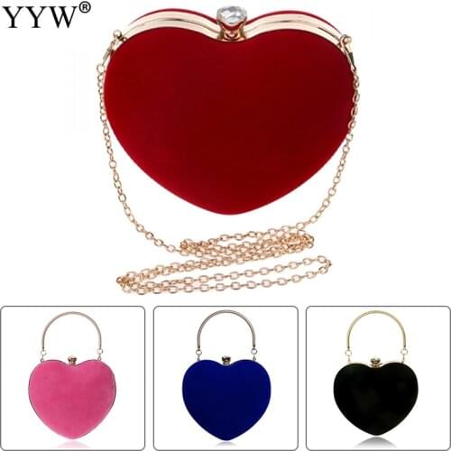 Corduroy Handbag Clutch Bag Evening Bags Luxury Heart Shape sac a main Clutch Wallet Red Designer Wallet Evening Bags Crossbody