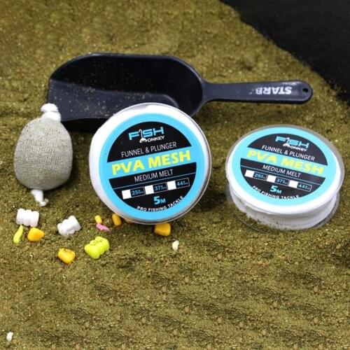 Water Soluble PVA Narrow Mesh Tube Net Carp Fishing Feeder Bait Lure Refill Plunger Bar Tackle Carp Fishing Feeder Set