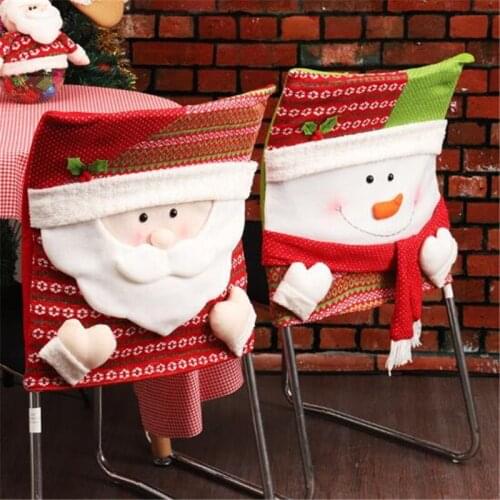WYNLZQ 1pcs New Santa Claus Cap Chair Cover Christmas Dinner Table Party Red Hat Chair Back Covers Xmas Christmas Decoration New
