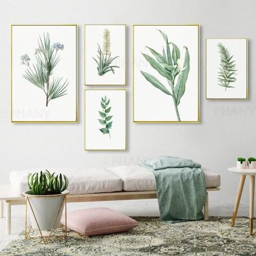 Green Plants Leaf Canvas Poster Nordic Print Scandinavian Wall Art Painting Decoration Pictures Minimalist Modern Home Decor