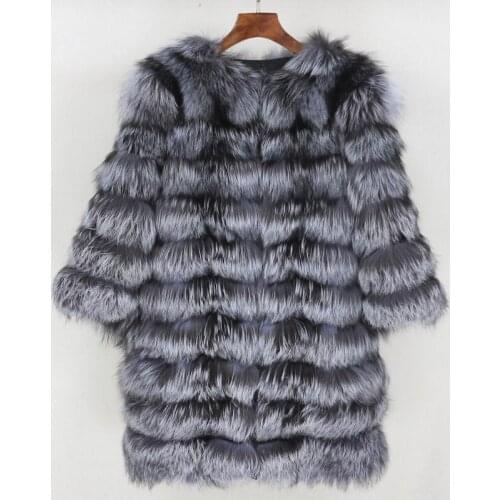 Luxury Winter Jacket Women 2020 New Long Real Fur Coat Natural Big Fluffy Fox Fur Outerwear Streetwear Thick Warm Three Quarter