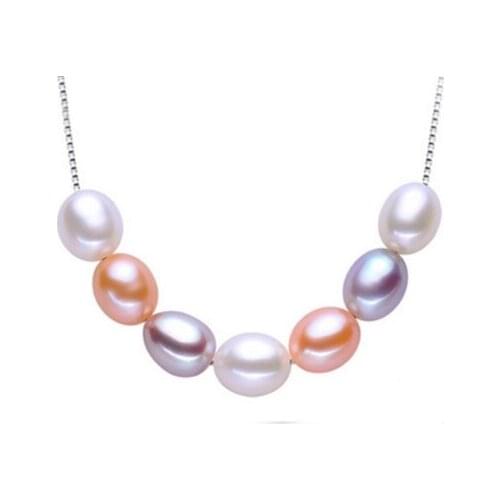 Hot Sell 925 Sterling Silver Necklace White/Pink/Purple/Multi Real Natural Freshwater Pearl Pendant for Women Jewelry Gifts New