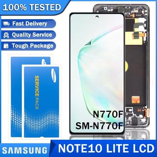 Super AMOLED Display with frame for Samsung Galaxy Note 10 lite N770F LCD Touch Screen Digitizer Assembly Repair Parts