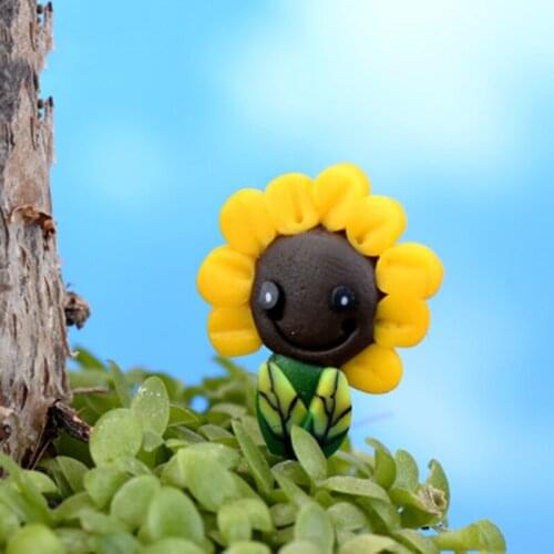 ZOCDOU 1 piece Smile Sun Flower Sunflower Helianthus Small Statue Home Decoration Miniature Children Toys Decor Crafts Figurines