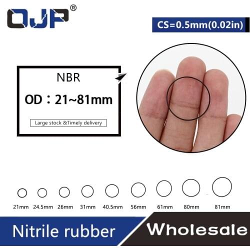 10PCS/lot Rubber Black NBR CS 0.5mm thickness OD21/24.5/26/31/40/56/61/80/81mm watch ORing Gasket waterproof Nitrile rubber ring