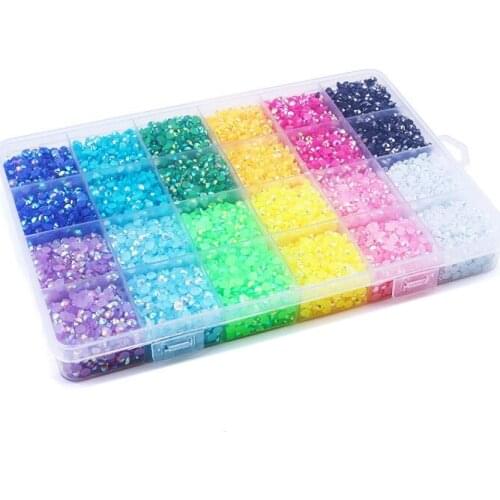 19200Pcs/Box Resin Loose Rhinestone Rainbow Color AB Glue on Rhinestones for DIY Creative Design Decoration Crafts