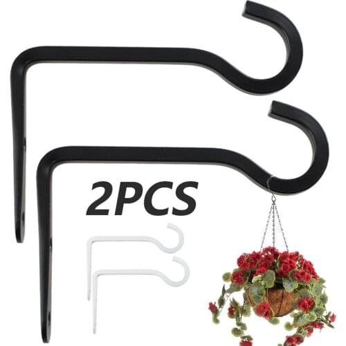 2pcs Balcony Plant Flower Pot Wrought Iron Hooks Holder Wall-mounted Shelf Home Decor Room Wall Hook Hanging Clothes Iron Basket