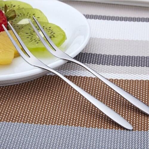 2PCS Fruit Fork Creative Simple Stainless Steel Cake Fork Dessert Fork Food Pick
