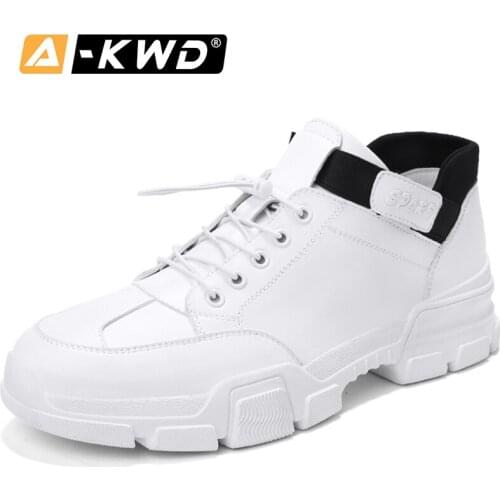2019 Fashion White Black Autumn Mens Casual Shoes Hot Sale Surom Hook & Loop Breathable Sport Shoes Men Pu Leather Sneakers Men