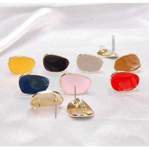 4 pieces DIY alloy drop oil irregular oval earrings earrings ear jewelry material accessories