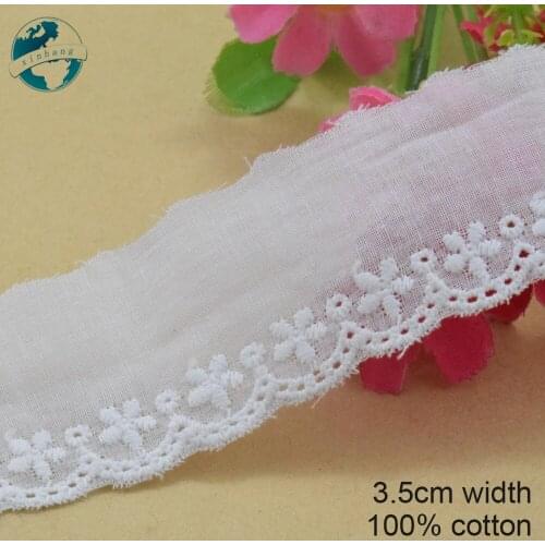 5yards 3.5cm white lace 100% cotton embroid lace sewing ribbon fabric guipure diy trims knitting DIY Garment Accessories#3174