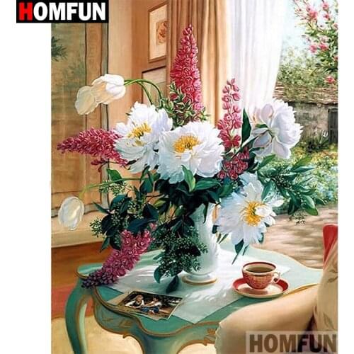 HOMFUN Full Square/Round Drill 5D DIY Diamond Painting "flower"Embroidery Cross Stitch 5D Home Decor A16290